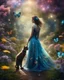 Placeholder: Photography Fantasy art a beautiful a girl and cat, fullbody,wonderland park,butteflies,fully flora and fully fauna.Style : Cosmic space,Detail photo, Digital photography