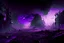 Placeholder: Destroyed City, Street View, Dense Purple Fog, Dead Soil, Broken Roads ,Black Night Sky, Stars, Space, Distant Alien Planets,