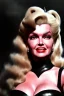 Placeholder: painting of jayne mansfield as evil queen in black leather, angry, stern look, volumetric lighting, particales,highly detailed,cinematic, deep colours,8