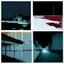 Placeholder: Minimal abstract oil paintings of a desolate concrete 1960s carpark. Road with distant Blurry lights. On the floor are concrete fragments and road markings . In the dark mysterious style of Justin Mortimer and Francis Bacon.