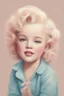 Placeholder: old illustration of marilyn monroe as a toddler, style of Brittney Lee, pastel colors