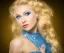 Placeholder: portrait of a beautiful blond woman fairy with long hair blue eyes and sparkling dress with diamonds