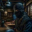 Placeholder: the last ninja in mechanic hall, 8k, down-light, soft light, depth of field, photo realism, trending on art station, high detail