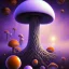 Placeholder: mushroom entity floating in a cosmic abyss, oil painting