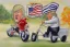 Placeholder: Painting, donald trump riding a tricycle