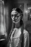 Placeholder: “Victorian living room ghost and young woman, black and white, volumetric lighting, ultradetailed face, realistic portrait, gorgeous face, long braided hair, realistic photograph, by caravaggiom award winning photo, very sharp, full body, ultradetailed, beautiful light, beautiful eyes”