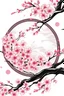 Placeholder: Stylized Emblem cherry blossom and folding fan, pink, black, white, RWBY animation style