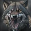 Placeholder: black alpha wolf baring teeth photorealistic