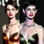 Placeholder: perfect Anne Hathaway, face and bust, wearing magical dress, highly realistic, highly detailed