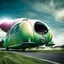 Placeholder: blimp vw-beetle hybrid, retrofuturistic, phototrealism, in flight, one subject,