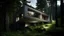 Placeholder: The image captures a modern house nestled in a dense forest, showcasing architectural exterior brutalism with its stark geometric shapes and concrete facade. The photo emphasizes the contrast between the man-made structure and the natural surroundings, creating a striking visual impact. The composition is balanced, with the house positioned off-center to highlight the lush greenery of the forest. The lighting is soft and diffused, casting gentle shadows on the building and enhancing the overall