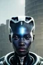 Placeholder: portrait,beautiful african robot, post-apocalyptic in a cyberpunk city, realistic, intriacte detail, sci-fi fantasy style, volumetric lighting, particales,highly detailed,cinamatic, deep