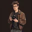 Placeholder: Unassuming man with nice casual 90s clothes and a camera frimdark realistic