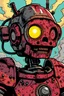 Placeholder: Comic book, coloured, post-apocalyptic, rusted robot, glowing yellow eye