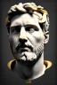 Placeholder: Ultra Realistic image, Roman sculpture bust, clean white marble material, Lionel Messi, gold Laurel leaves wreath, renaissance ornaments, one gold star, blue sky background, waist up portrait, epic, celestial, cinematic lighting, god light, 4k resolution, smooth details, ornate details, soft lighting, unreal engine 5, art station, substance 3d, art concept.