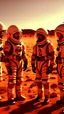 Placeholder: 3 astronauts talking to 4 aliens on mars