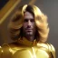 Placeholder: beautiful cosmic golden male, long hair, nice smiling, delicate colors, beautiful glamour galactic golden dress, ultra sharp focus, 8k, unreal engine 5, extremely sharp detail, light effect, soft light atmosphere of a spaceship, smooth, full of details, face in front, complete vision of face and body