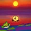 Placeholder: cartoon turtle and sunset