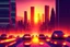 Placeholder: City, avenue, sunset, sci-fi, epic