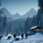 Placeholder: Five people hunting in a snowy forest, sense of fear, mountain hut in the background, Alps, night, 8k, HD, cinematography, photorealistic, Cinematic, Color Grading, Ultra-Wide Angle, Depth of Field, hyper-detailed, beautifully color-coded, insane details, intricate details, beautifully color graded, Cinematic, Color Grading, Editorial Photography, Depth of Field, DOF, Tilt Blur, White Balance, 32k, Super-Resolution, Megapixel, ProPhoto RGB, VR, Halfrear Lighting, Backlight, Natural Lighting