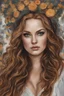 Placeholder: Tori Black style women eye candy oil paiting New York City, lovely busty and fantasy bombshells. h on artforum illustration photorealistic digital painting, on display Gustav Klimt style subject is a beautiful long long ginger hair female in a detailed render eye candy breathtaking