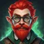 Placeholder: Generate a dungeons and dragons character portrait of the face of a male illusionist wizard handsome rock gnome. He has red hair, red eyebrows, moustache and goatee. He's 19 years old. His eyes are dark green. His eyebrows and beard must be the same color as his hair. He wears round glasses or goggles.
