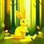 Placeholder: a yellow rabbit in the forest