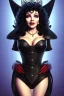 Placeholder: Joan Collins as evil queen in black leather, leather, busty, cleavage, angry, stern look. character design by cory loftis, fenghua zhong, ryohei hase, ismail inceoglu and ruan jia. unreal engine 5, artistic lighting, highly detailed, photorealistic, fantasy