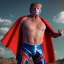 Placeholder: realistic image of donald trump as a mexican wrestling fighter posing, Mexican eyes wrestling mask, red and blue breeches, naked, confederate flag cape, retro style, 80s, vibrant color, highly detailed, sky background, concept art, unreal engine 5, god rays, ray tracing, RTX, lumen lighting, ultra detail, volumetric lighting, 3d, finely drawn, high definition, high resolution.