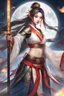 Placeholder: Photograph Best quality, masterpiece, ultra high resolution, pretty 1 girl's portrait close-up, flowing hair, real skin, jewelry, solo, Chinese clothing, armor, flame: 1.2, moon,blurry, realistic, Chinese Zen