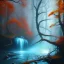 Placeholder: twisted nature troll, spray painted fantasy art, book cover ,autumn icy water