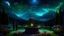 Placeholder: a round podium for meditation ,my dreams . In the garden my mind bows . mountains. space color is dark , where you can see the fire and smell the smoke, galaxy, space, ethereal space, cosmos, panorama. Palace , Background: An otherworldly planet, bathed in the cold glow of distant stars. Northern Lights dancing above the clouds in Georgia.