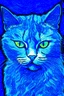 Placeholder: Porträt einer bösen Katze von Van Gogh blau grob,pastel theme