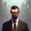 Placeholder: Ape in suit, 16D lighting, surreal fantasy art,16D detailed face head and shoulders portrait, 8k resolution concept art portrait by Greg Rutkowski, Artgerm, WLOP, Alphonse Mucha dynamic lighting hyperdetailed intricately detailed Splash art trending on Artstation triadic colors Unreal Engine 5 volumetric lighting