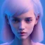 Placeholder: isometric clean art of super weird girl, short hair, soft lighting, soft blue pastel gradients, high definition, 3d icon clay render, blender 3d