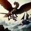 Placeholder: Epic massive Drawing Gryphon and Rider Flying estilo Caravaggio 4k