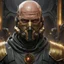 Placeholder: star wars bald male corellian pilot wearing pearlescent black and gunmetal grey First Order special forces heavy assault stealth commando armor and helmet with gold trim inside the jedi temple, hyperdetailed, dynamic lighting, hyperdetailed background, 8k resolution, volumetric lighting, light skin, fully symmetric details