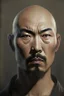 Placeholder: portrait of a man with Asian features, 30 years, sturdy build, quite bald, dark goatee