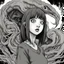 Placeholder: Manga girl Monster Junji Ito style