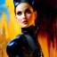 Placeholder: Drawing of beautiful face,'beautiful ,Busty Catwoman',intense stare, ancient skintight armor, balanciaga fashion clothe painting by gaston bussiere, greg rutkowski, yoji shinkawa, yoshitaka amano, tsutomu nihei, donato giancola, tim hildebrandt, Oil on canvas, cinematic composition, extreme detail,fit full head inside picture,16k