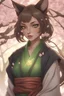 Placeholder: portrait of a mystical female Tabaxi mage with black fur casting lightning spell in japanese clothes, feudal japan, D&D character, RPG, realistic, 8k, beautiful, curvaceous body, perfect lips, green eyes, full body frame, alluring pose, cherry blossoms in background, heroic shape, super detailed,