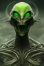 Placeholder: alien, head, evil,green eyes, weapons, blood, 8k, finely detailed, photo realistic, HR Giger style