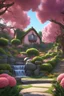 Placeholder: Pixar studio ghibli beautiful garden with fruits , eldritch, stone architecture, water fall, lovecraftion, colourful wild flowers, fantasy, cinematic footage, photorealism, hydrangeas around house hills fantasy land beautiful flower landscape alien world pink puffy trees, stylized painting, 3d 4k octane render, lifelike, photorealistic, artstation, illustration, smooth, sharp focus, ornate, intricate, complex, highly detailed, digital painting, smooth, art by tom bagshaw, akihiko yosh