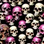 Placeholder: a picture of a dark, comedic, anatomically correct wall of colorful skulls of varying sizes and expressions, photo realistic, insanely meticulous, highly detailed, part of a collection of bones on display, 64k, dystopian, vray