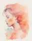 Placeholder: middle agу woman silhouette and hair watercolor draw peach pastel colors