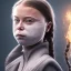 Placeholder:  Greta Thunberg Mystery iconic mask, dramatique, art background, dramatic lighting, volumetric lighting, hyperrealisme, 8k, high quality, lot of details, fit within portrait