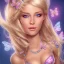 Placeholder:  beautiful face princess blond fairy smiling with sparkle jewel bikini and butterflies in hair