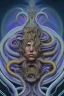 Placeholder: Spiritual being with Tentacles over human Head creating reality around, wrapping Tentacles around Human, Psychedelic