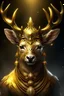 Placeholder: A mystical deer god with gold adornments. There should be a crown between his antlers
