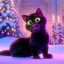 Placeholder: black Cat tangled up in christmas